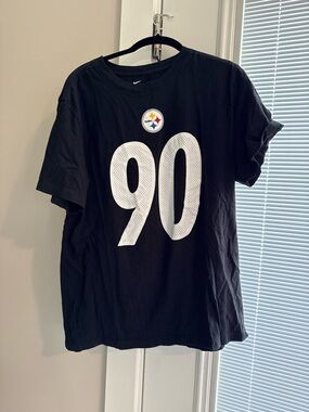 TJ Watt Nike Black T-Shirt with White Logo and Yellow Accent